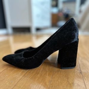 Black Velvet Topshop Block Heels